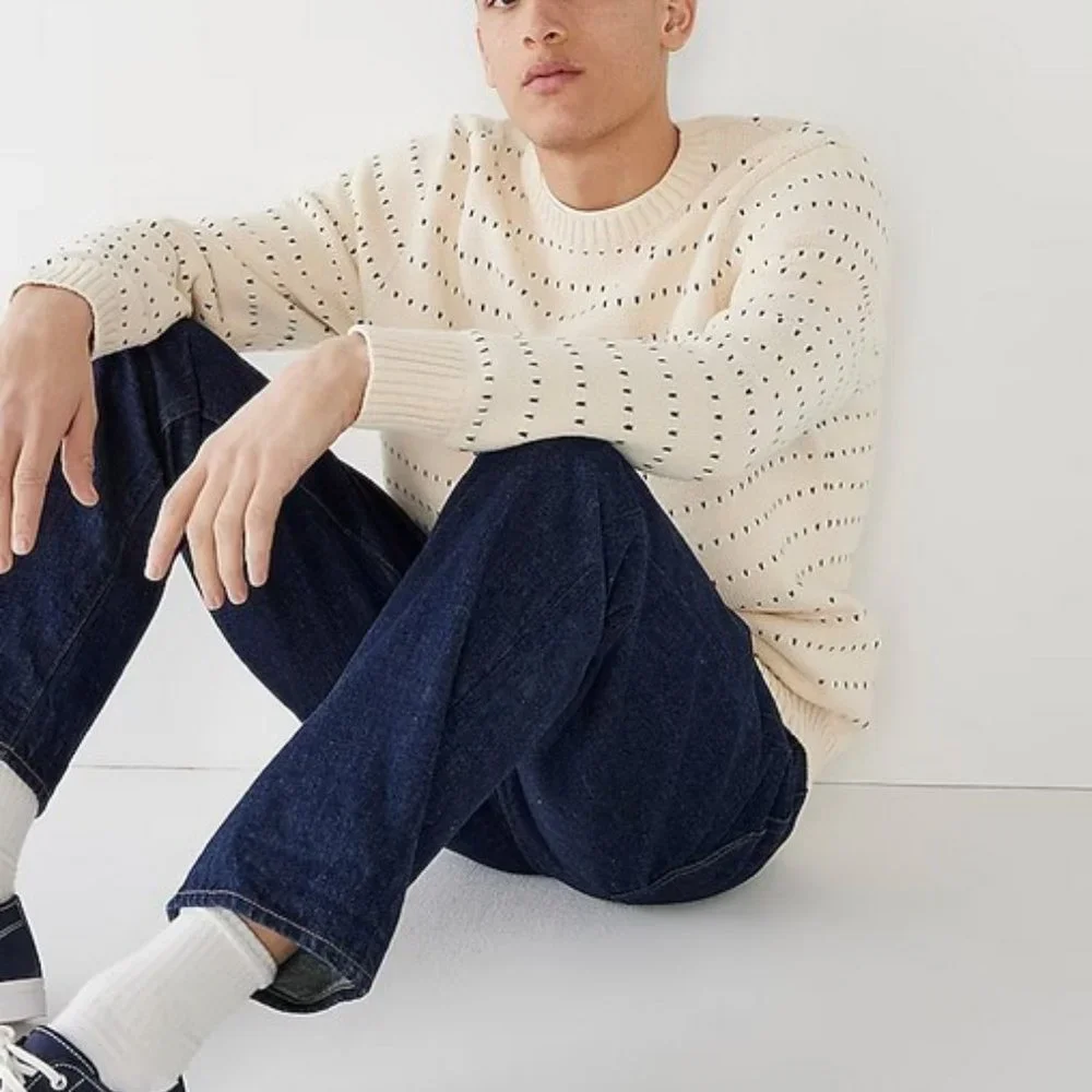 J. Crew Heritage cotton sweater in bird's-eye stitch L